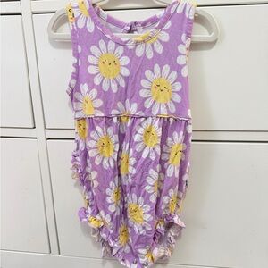 Little Sleepies purple daisy bubble romper